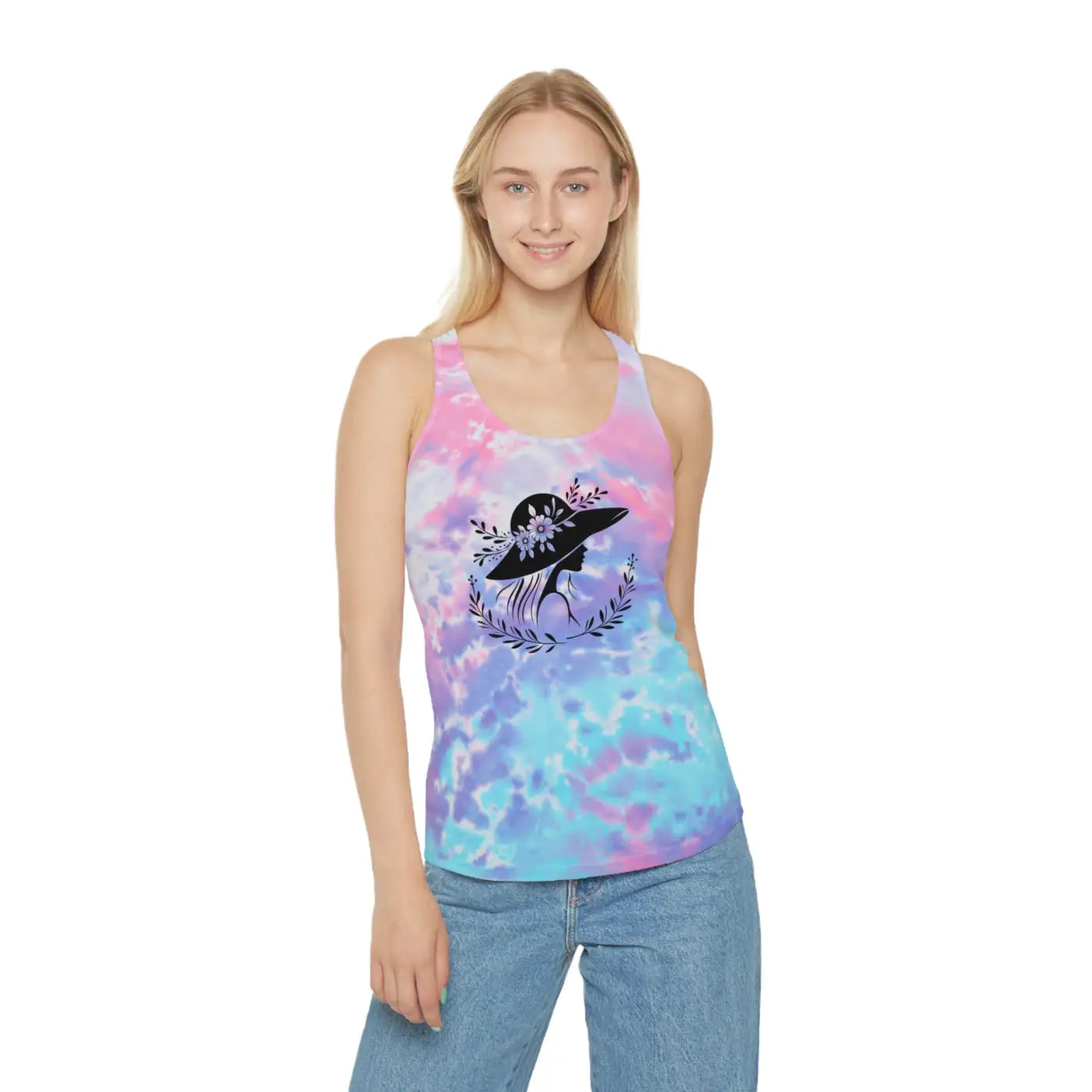 Women's Tie Dye Racerback Tank Top - Bold Patterns - DipaliZ
