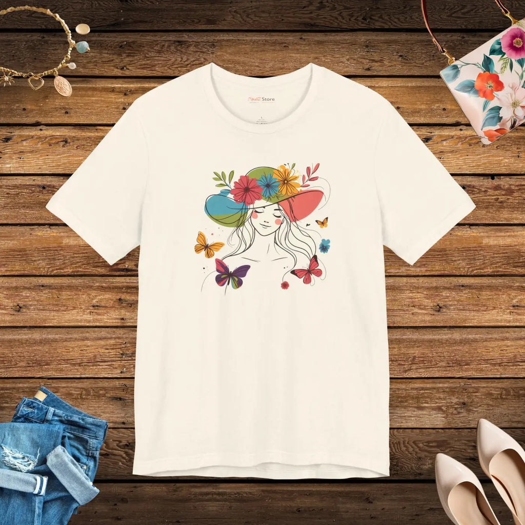 Whimsical Unisex Jersey Short Sleeve Tee - Floral Butterfly - DipaliZ
