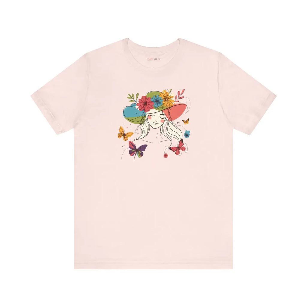 Whimsical Unisex Jersey Short Sleeve Tee - Floral Butterfly - DipaliZ