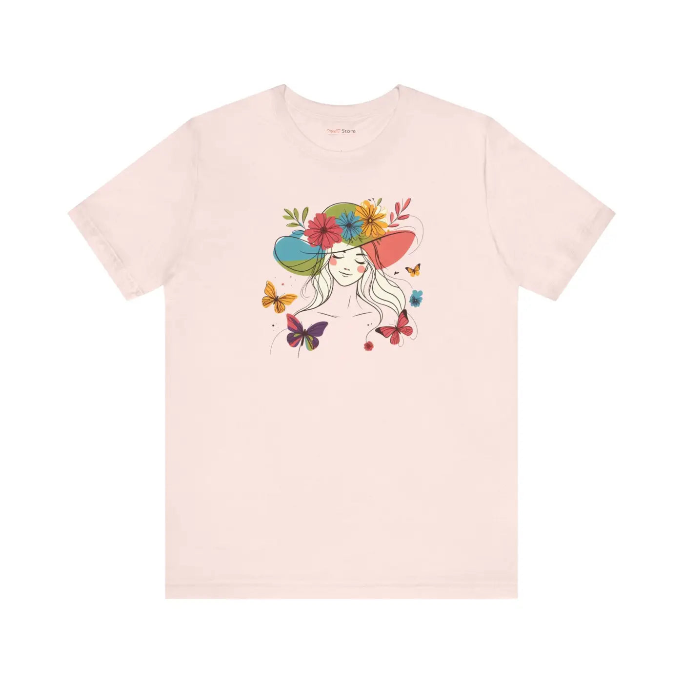 Whimsical Unisex Jersey Short Sleeve Tee - Floral Butterfly - DipaliZ