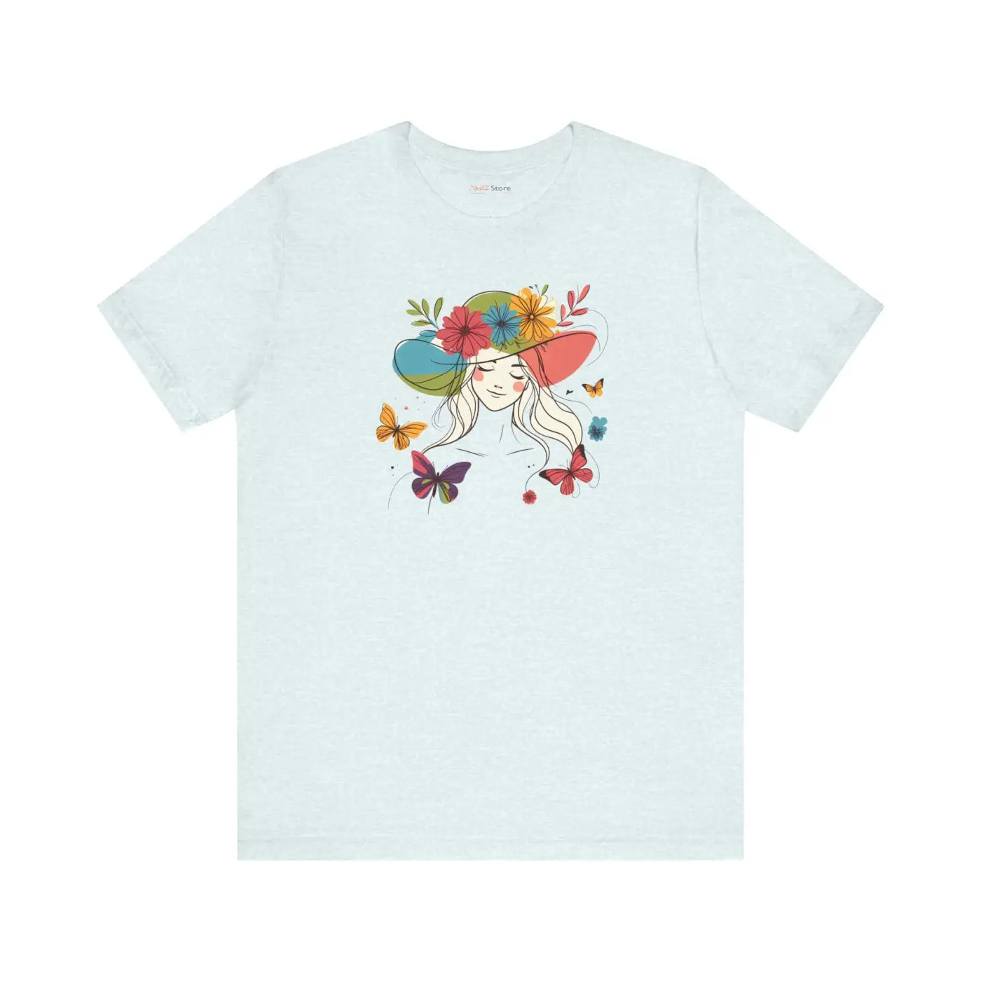 Whimsical Unisex Jersey Short Sleeve Tee - Floral Butterfly - DipaliZ