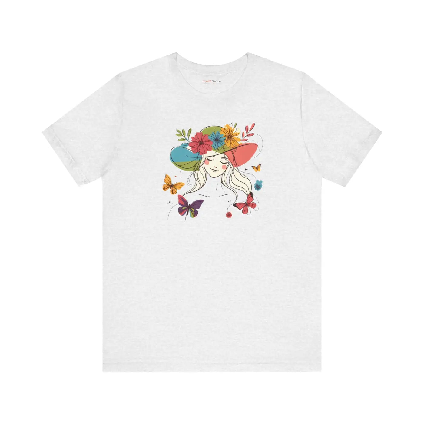 Whimsical Unisex Jersey Short Sleeve Tee - Floral Butterfly - DipaliZ