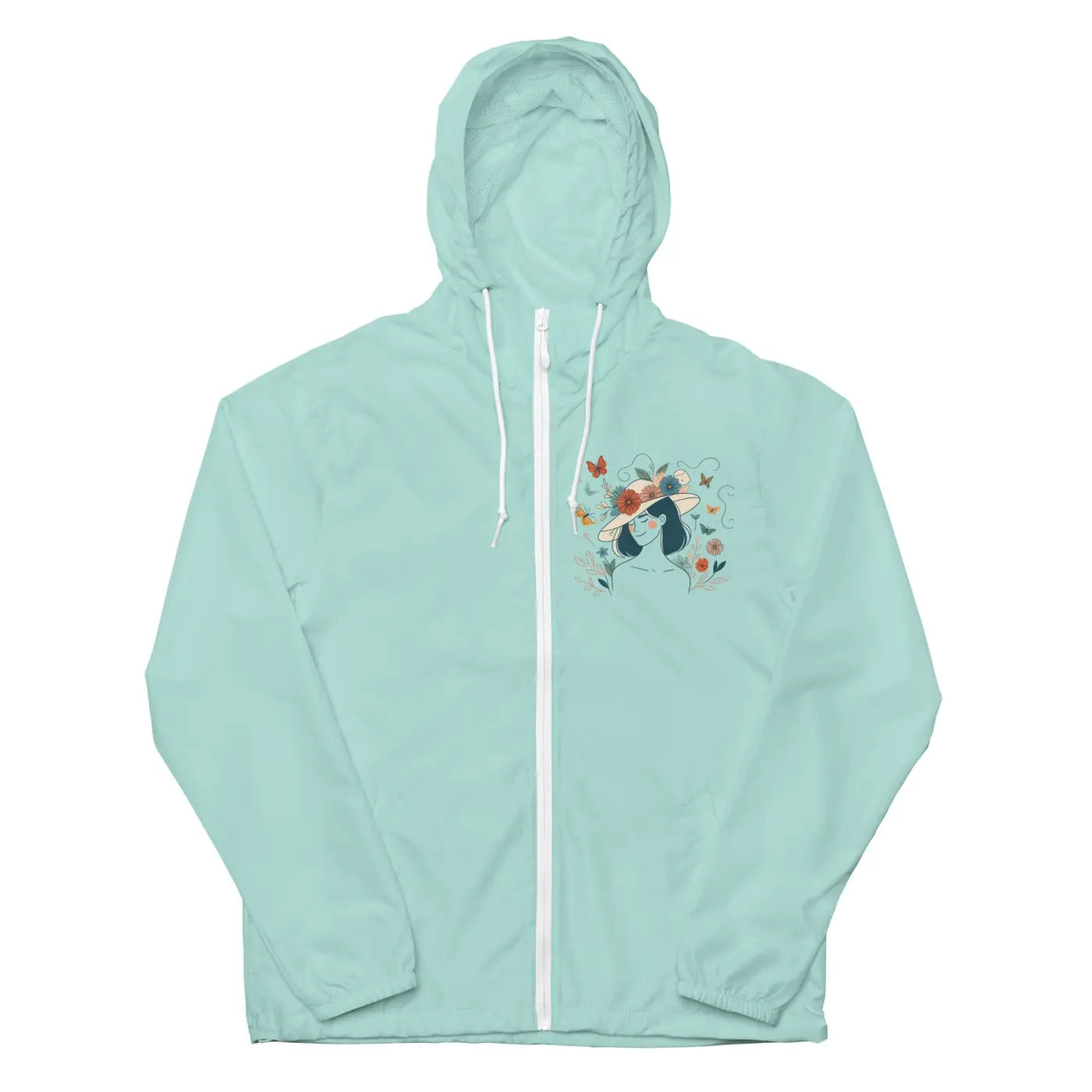 Unisex Lightweight Windbreaker - Floral Butterfly Design - DipaliZ