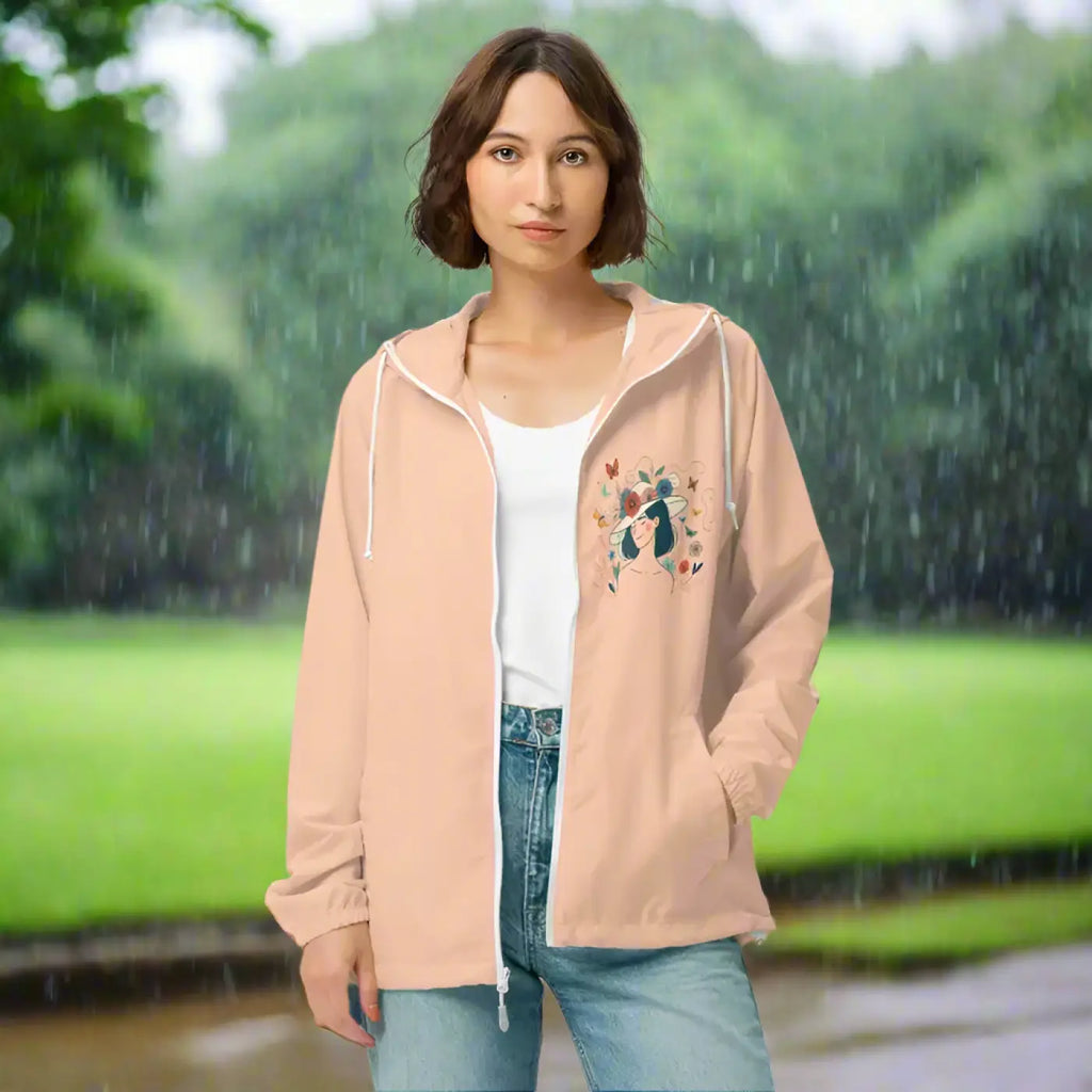 Unisex Lightweight Windbreaker - Floral Butterfly Design - DipaliZ