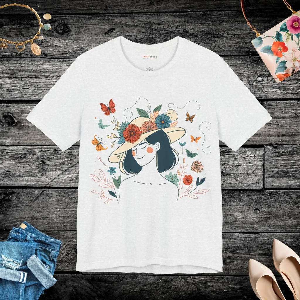Unisex Jersey Short Sleeve Tee - Floral Hat Design - DipaliZ