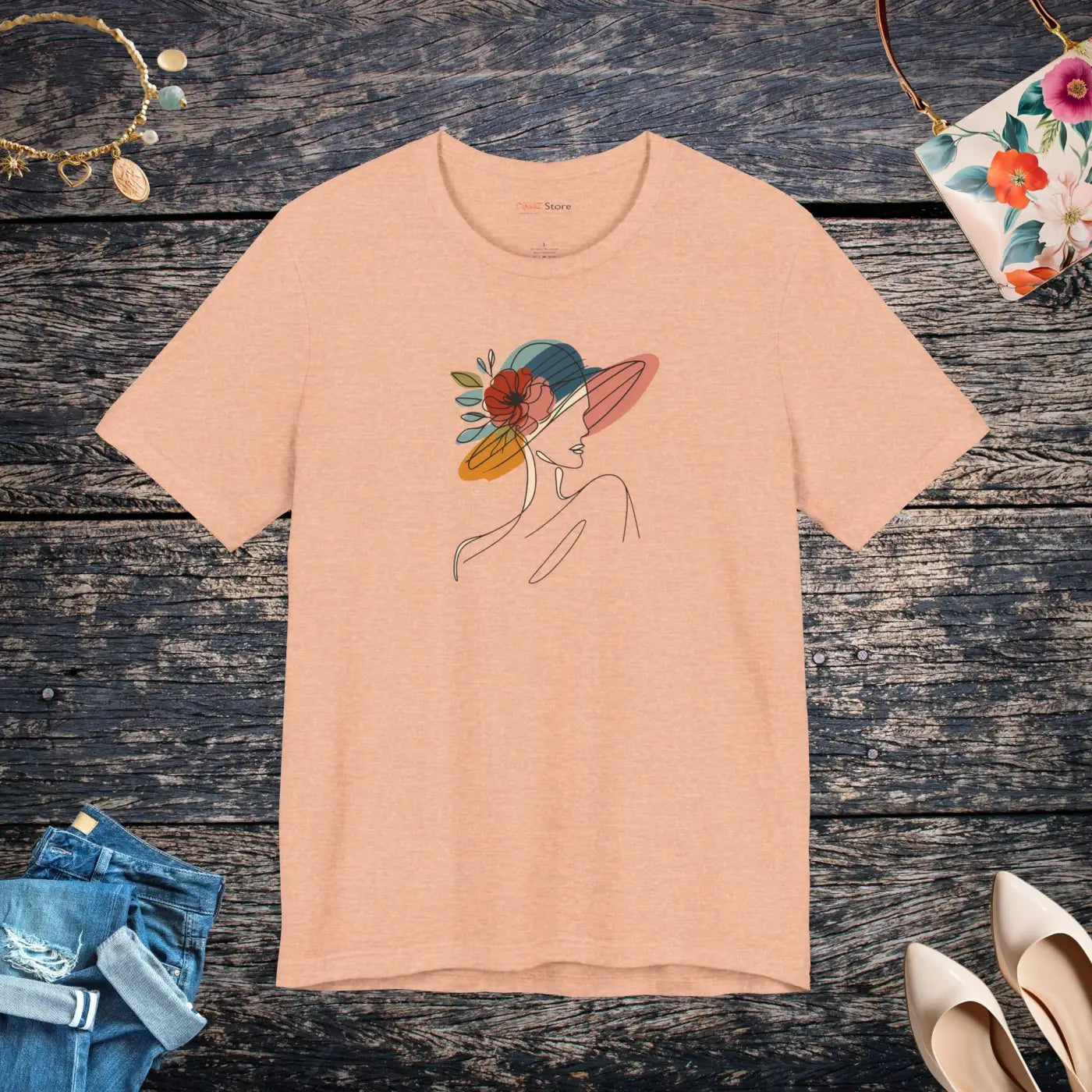Enchanting Unisex Jersey Tee - Floral Hat Design - DipaliZ