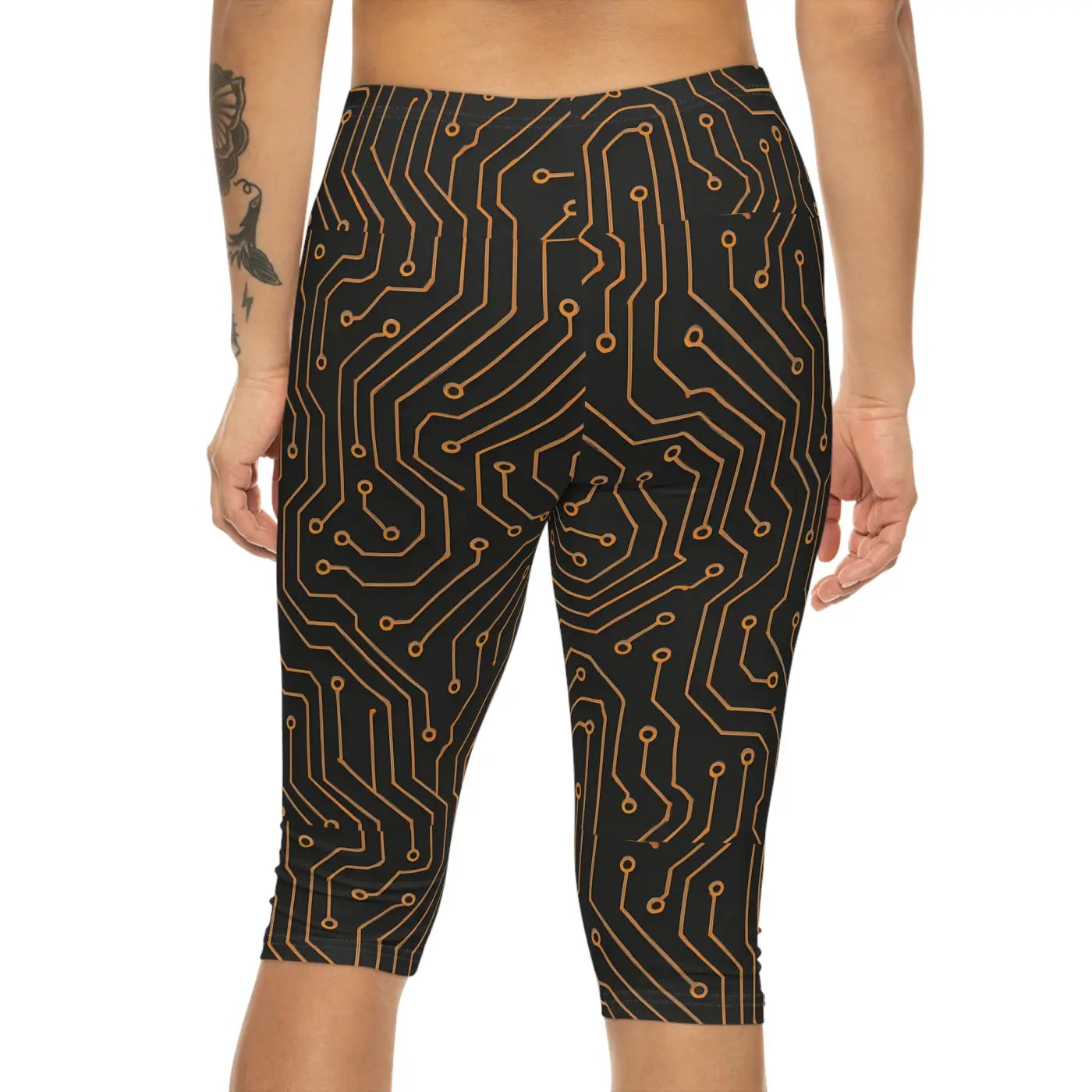 Premium Circuit Print Capri Leggings - Tech Inspired - DipaliZ
