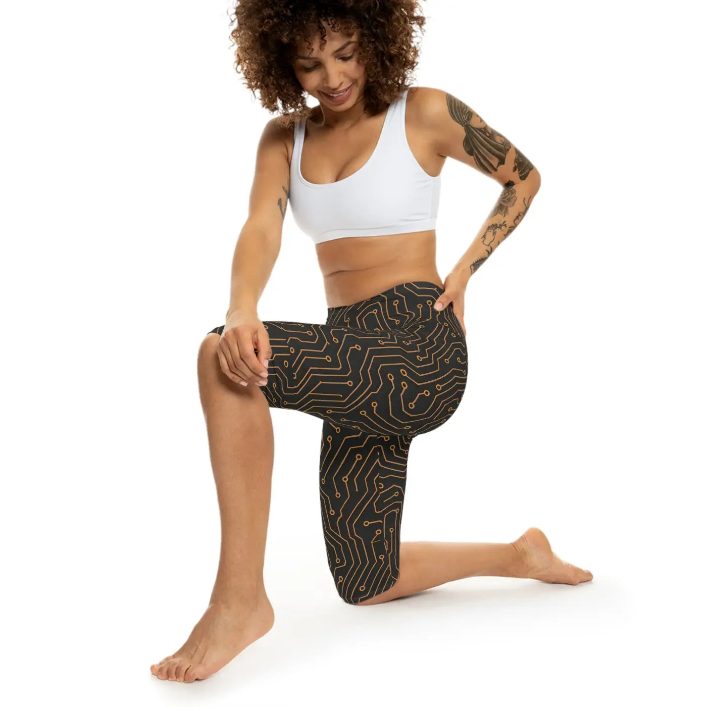Premium Circuit Print Capri Leggings - Tech Inspired - DipaliZ