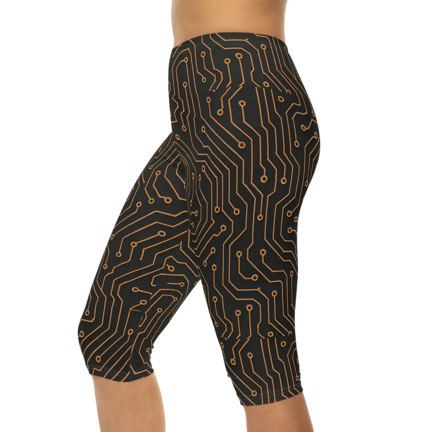 Premium Circuit Print Capri Leggings - Tech Inspired - DipaliZ