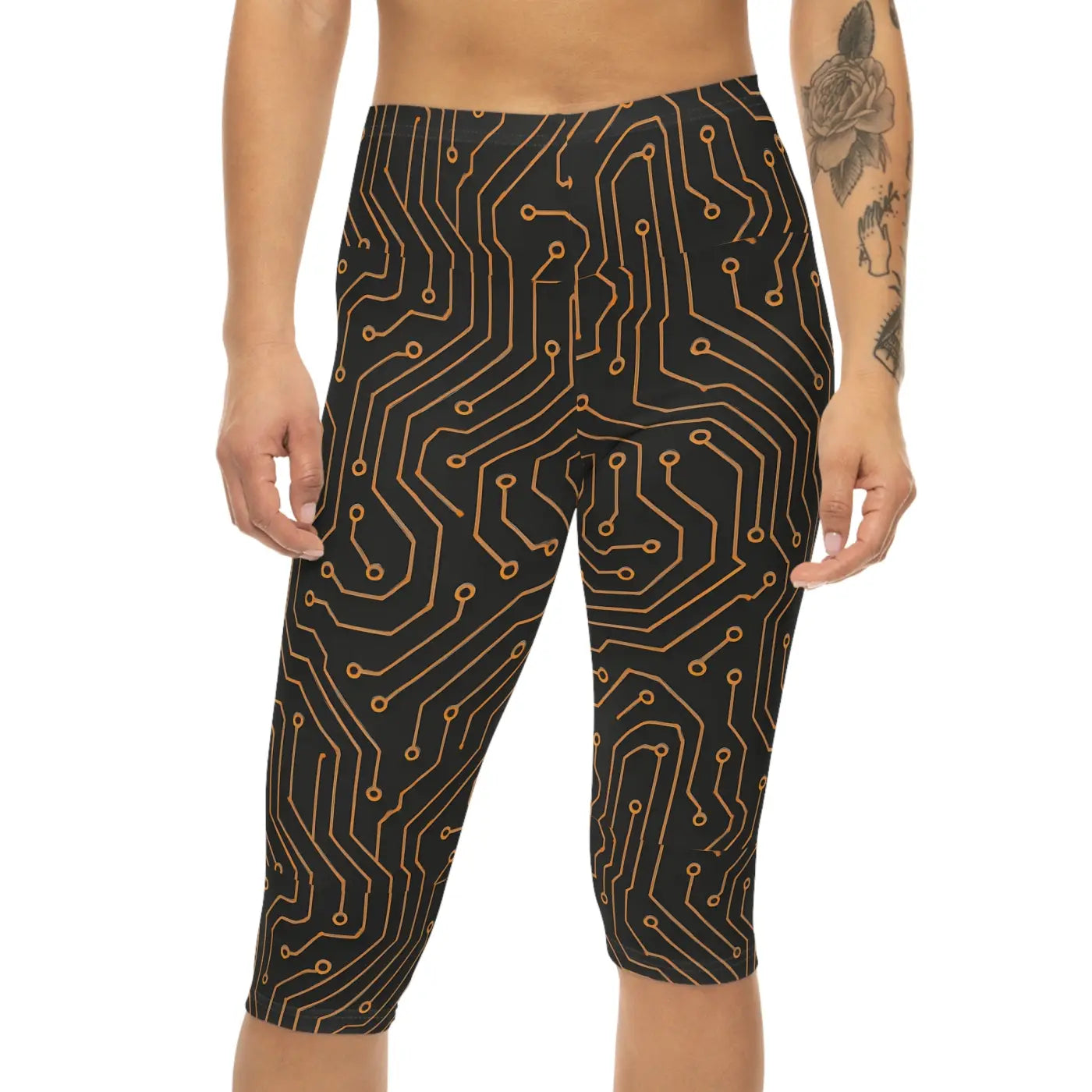Premium Circuit Print Capri Leggings - Tech Inspired - DipaliZ