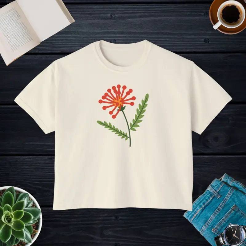 Floral Muscle Tee - Boxy Oversized Comfort Fit - DipaliZ