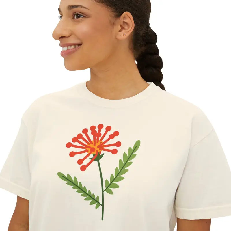 Floral Muscle Tee - Boxy Oversized Comfort Fit - DipaliZ
