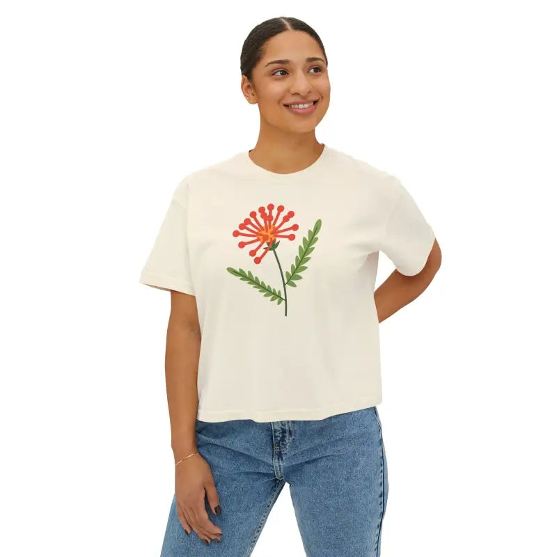 Floral Muscle Tee - Boxy Oversized Comfort Fit - DipaliZ