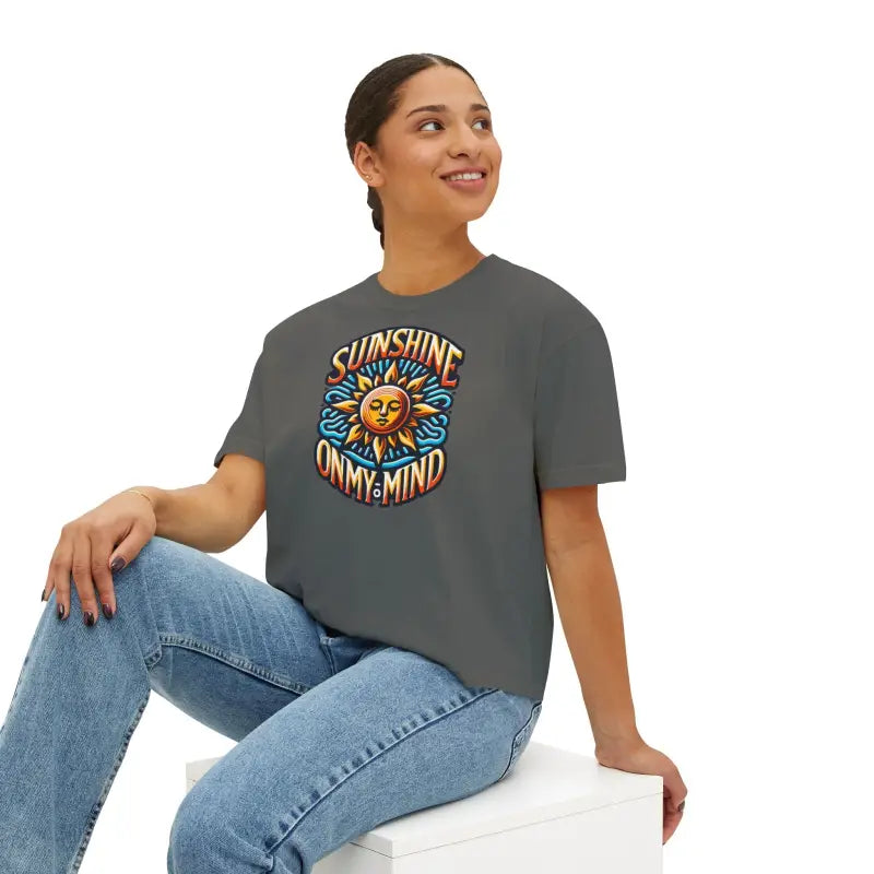 Sunshine Boxy Tee - Flowy Rolled Cuffs Comfort Fit - DipaliZ