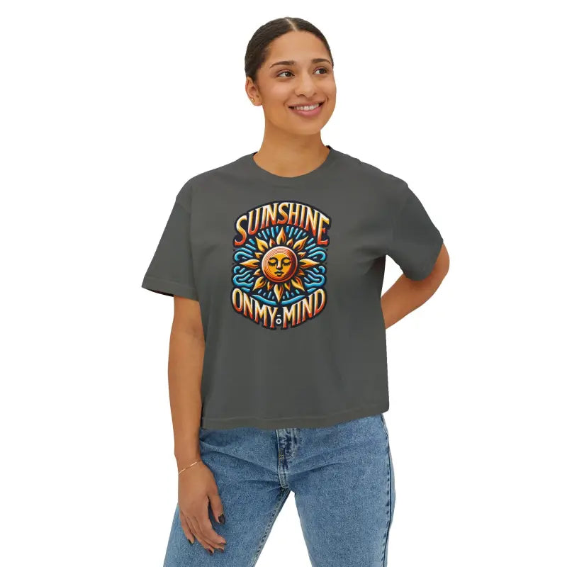 Sunshine Boxy Tee - Flowy Rolled Cuffs Comfort Fit - DipaliZ