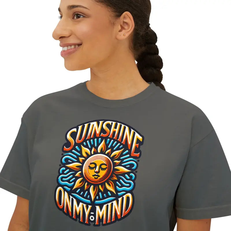 Sunshine Boxy Tee - Flowy Rolled Cuffs Comfort Fit - DipaliZ