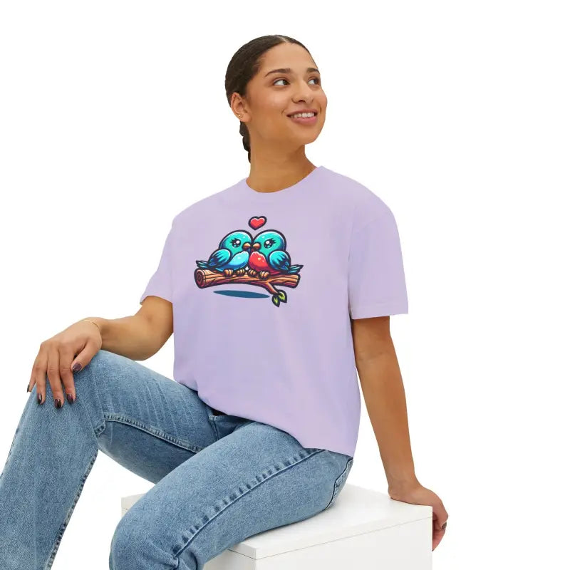 Lovebirds Boxy Tee - Oversized Comfort Fit - DipaliZ