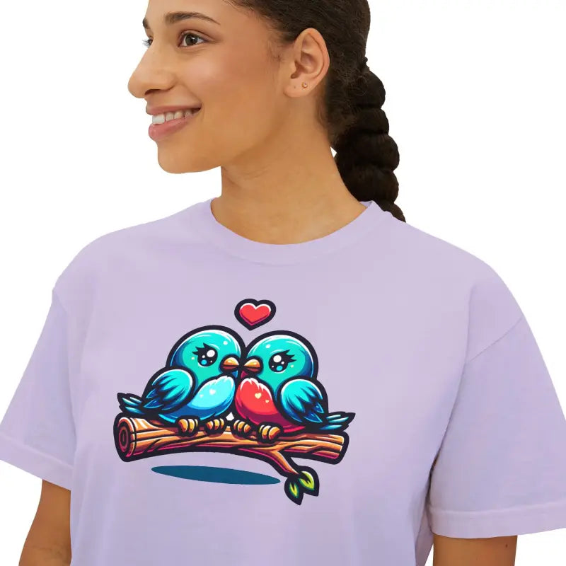 Lovebirds Boxy Tee - Oversized Comfort Fit - DipaliZ