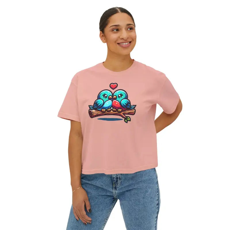 Lovebirds Boxy Tee - Oversized Comfort Fit - DipaliZ