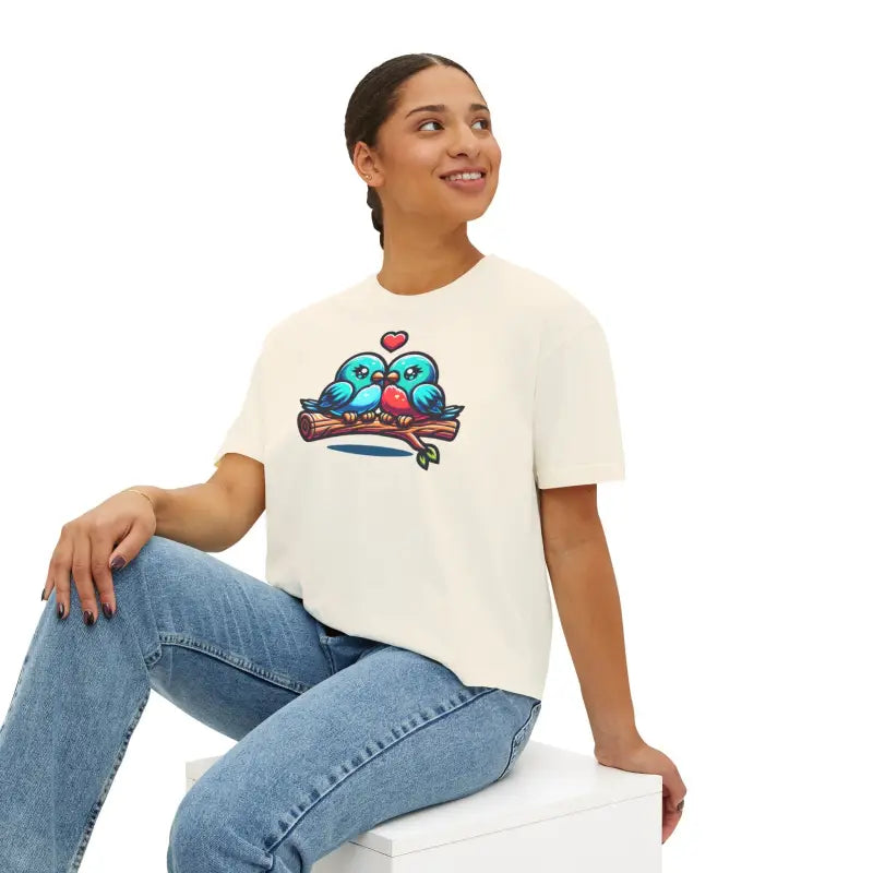 Lovebirds Boxy Tee - Oversized Comfort Fit - DipaliZ