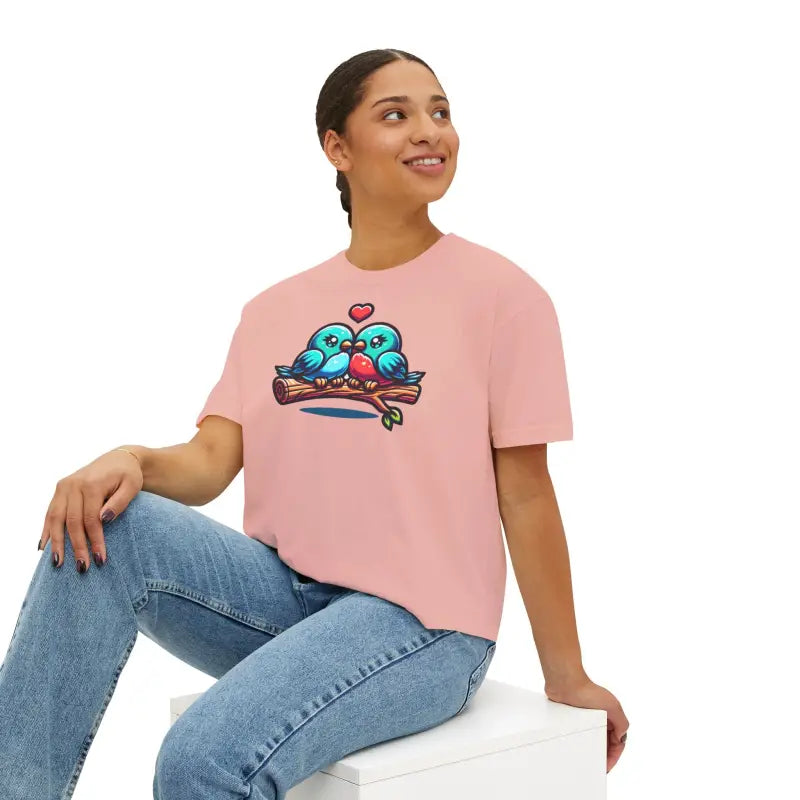 Lovebirds Boxy Tee - Oversized Comfort Fit - DipaliZ