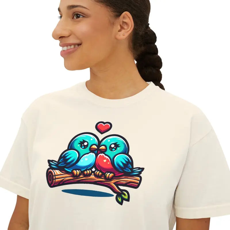 Lovebirds Boxy Tee - Oversized Comfort Fit - DipaliZ
