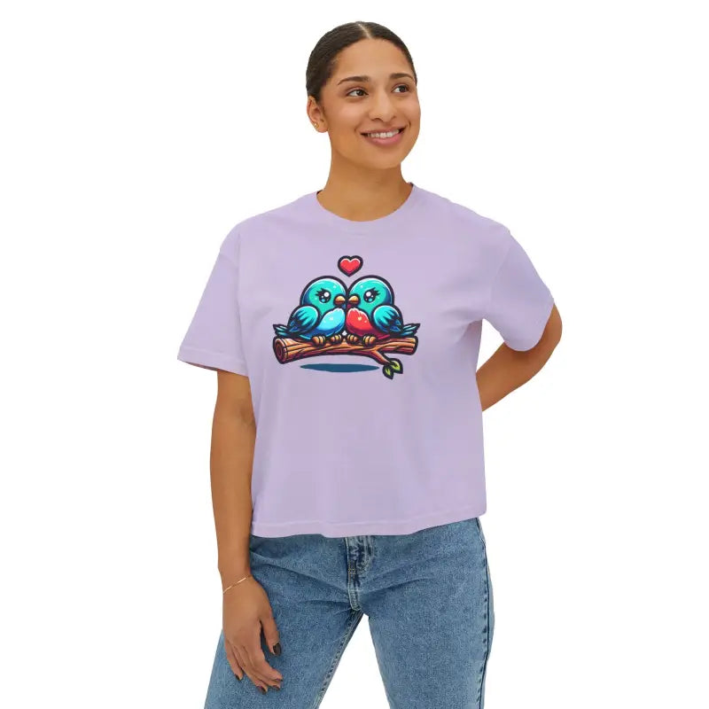 Lovebirds Boxy Tee - Oversized Comfort Fit - DipaliZ