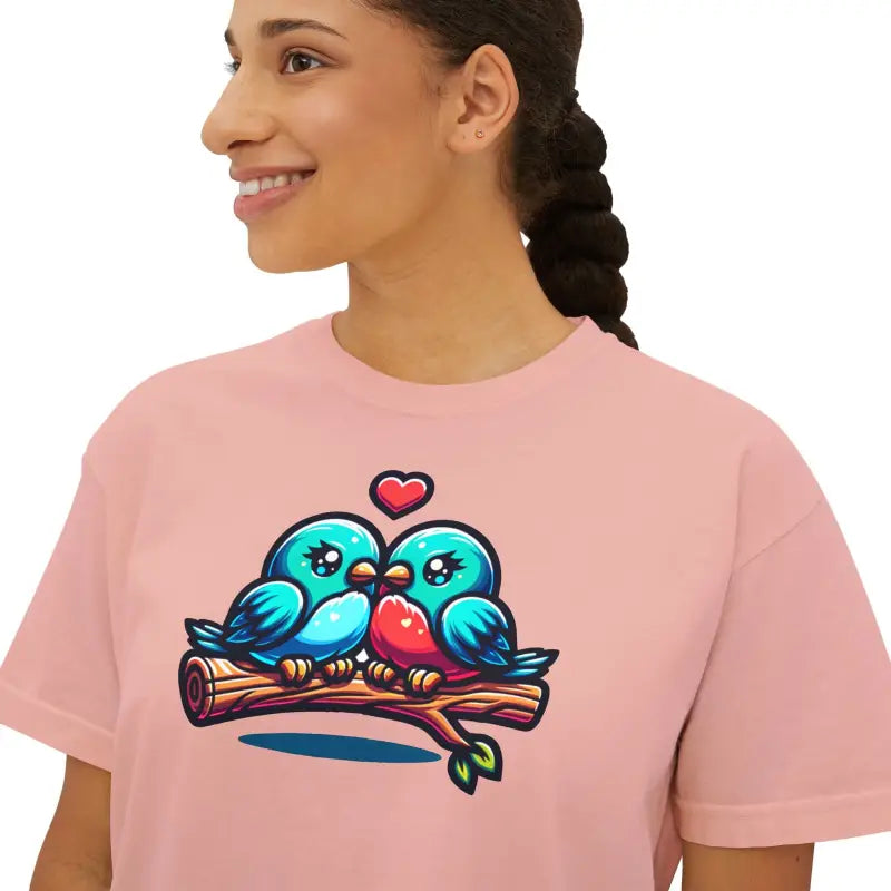 Lovebirds Boxy Tee - Oversized Comfort Fit - DipaliZ