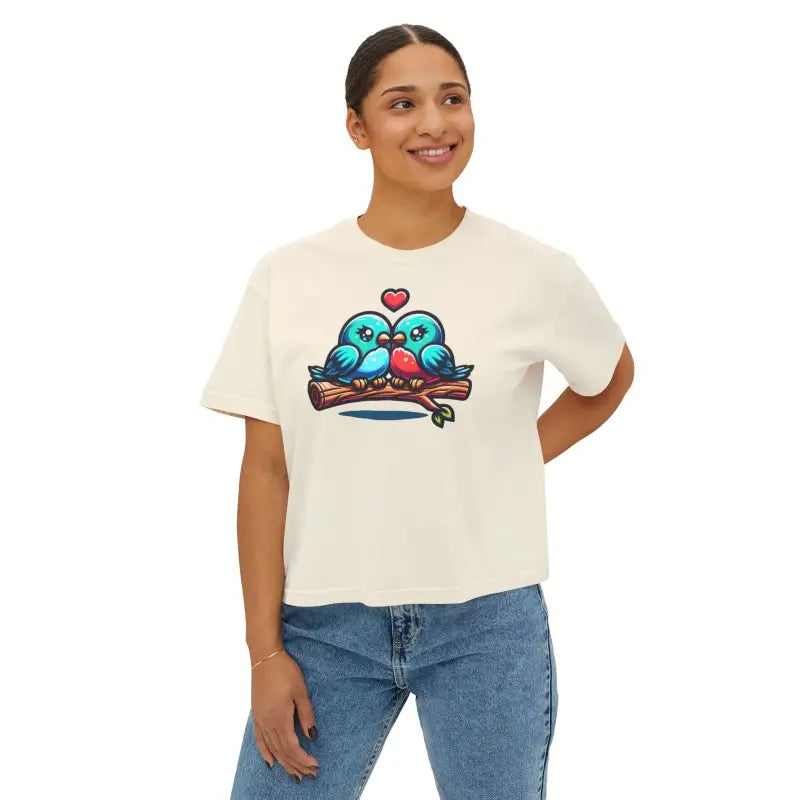 Lovebirds Boxy Tee - Oversized Comfort Fit - DipaliZ