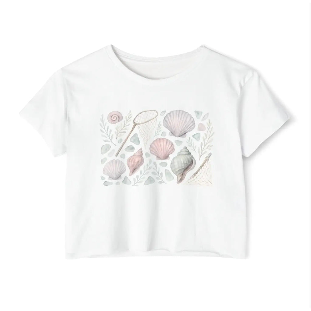 Festival Crop Top - Sea Shell Design Boho Chic - DipaliZ