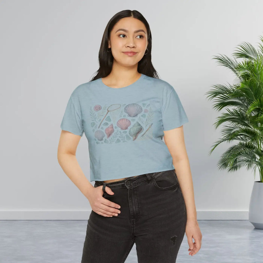 Festival Crop Top - Sea Shell Design Boho Chic - DipaliZ