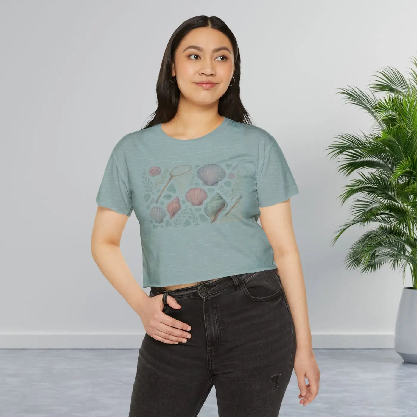 Festival Crop Top - Sea Shell Design Boho Chic - DipaliZ