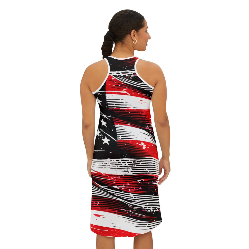 Patriotic USA Flag Racerback Dress - Breathable Fabric - DipaliZ