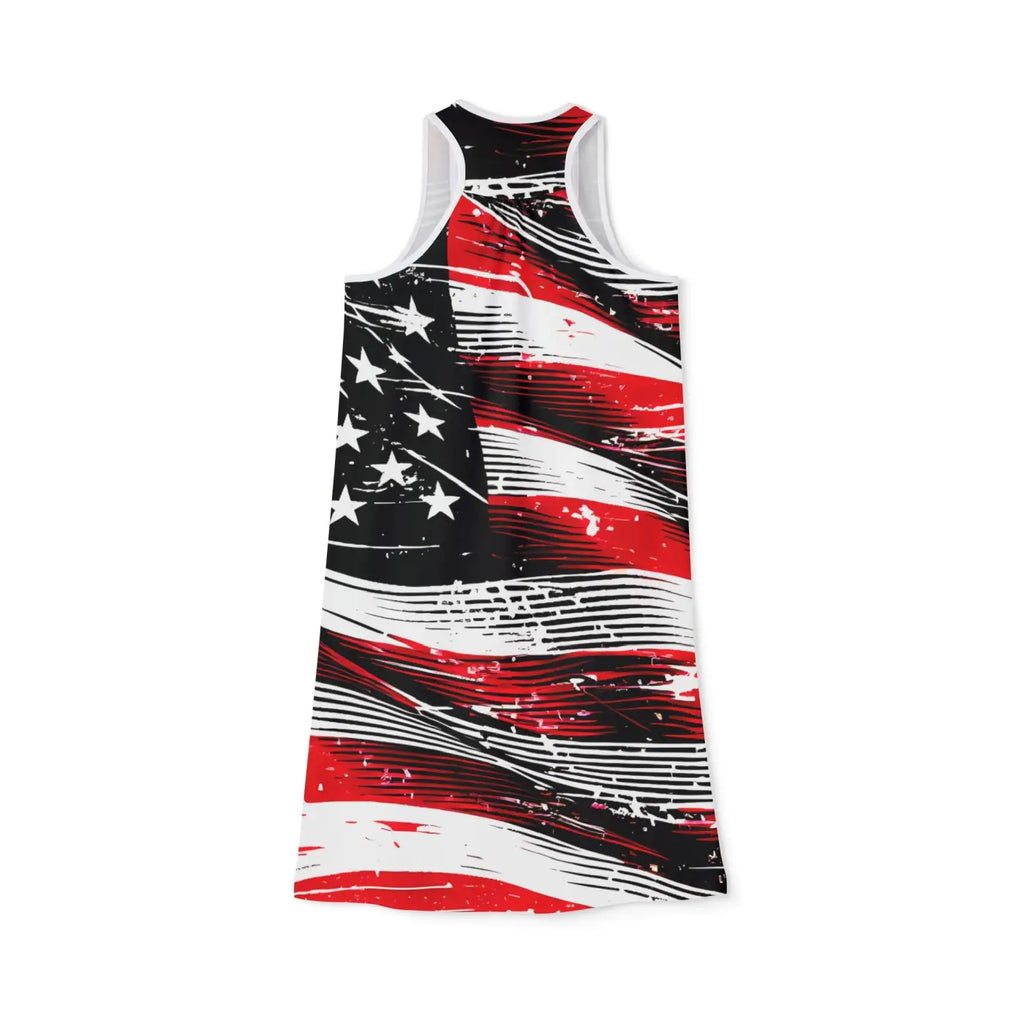 Patriotic USA Flag Racerback Dress - Breathable Fabric - DipaliZ