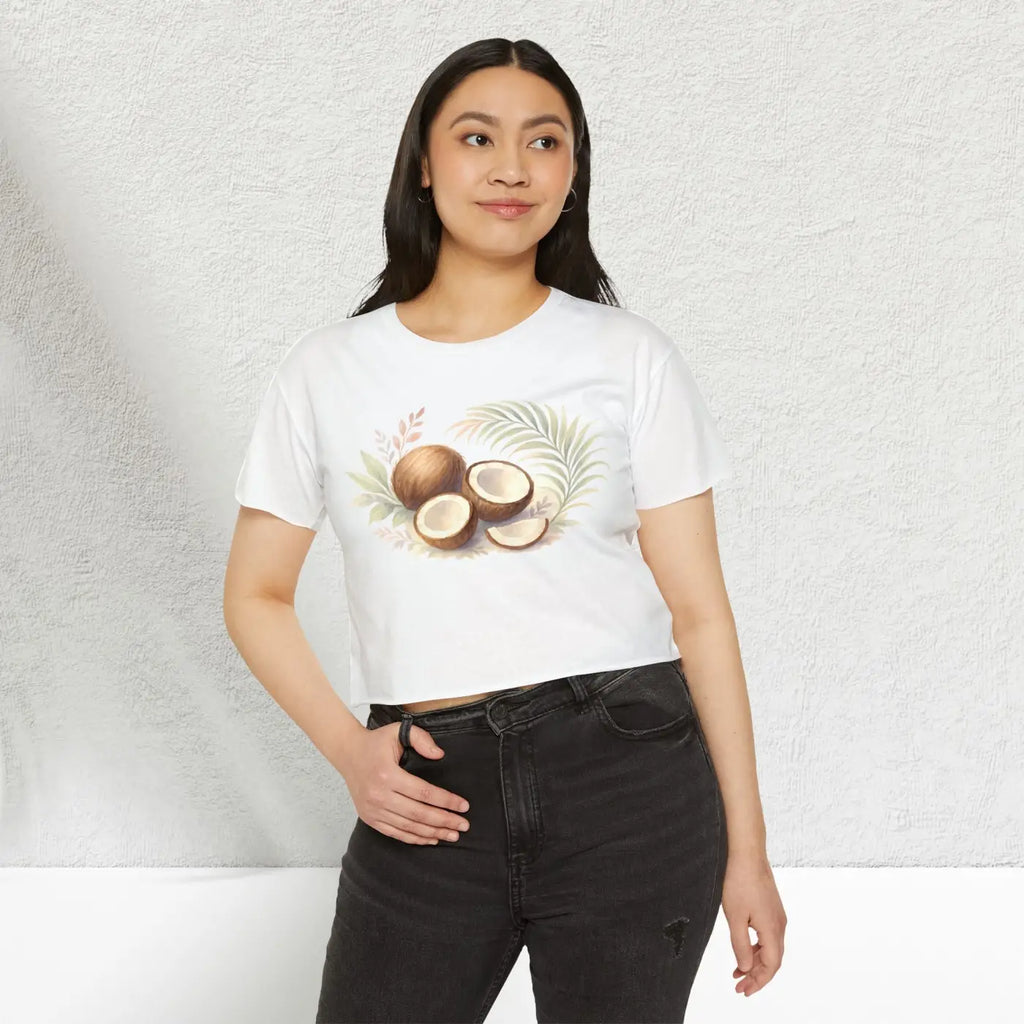 Tropical Coconut Crop Top - Beach Vibes Summer Apparel - DipaliZ