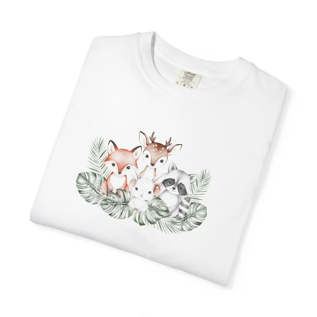 Woodland Friends Tee - Cute Fox Raccoon Graphic Shirt - DipaliZ