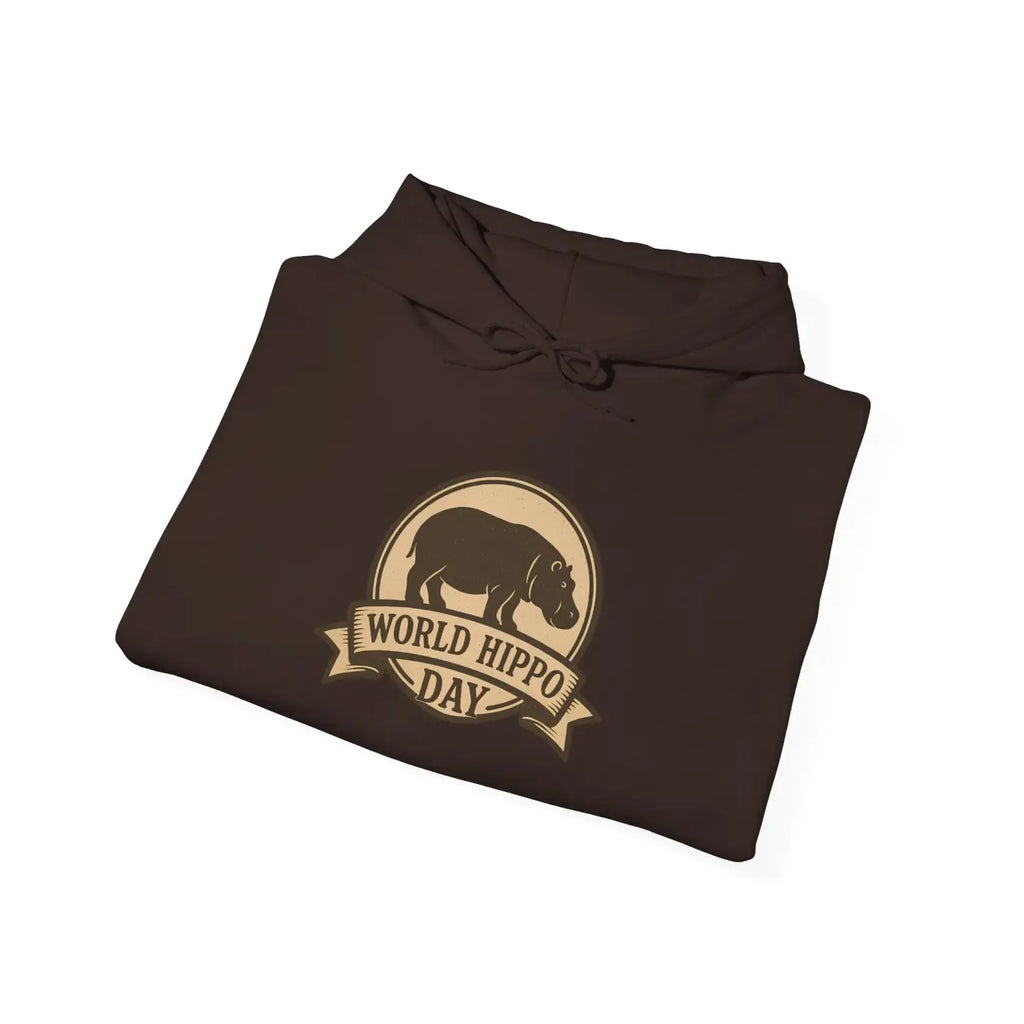 World Hippo Day Ultra Comfy Cloud Hoodie - Hippo Silhouette - DipaliZ
