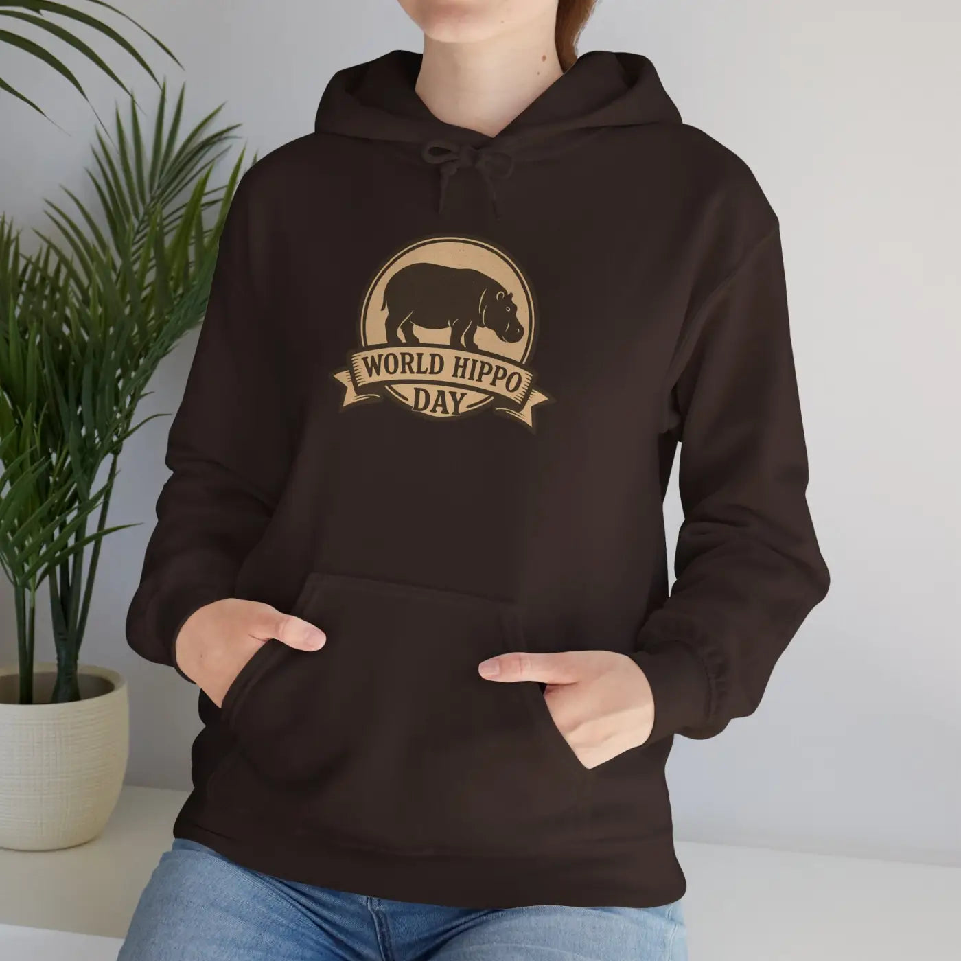 World Hippo Day Ultra Comfy Cloud Hoodie - Hippo Silhouette - DipaliZ