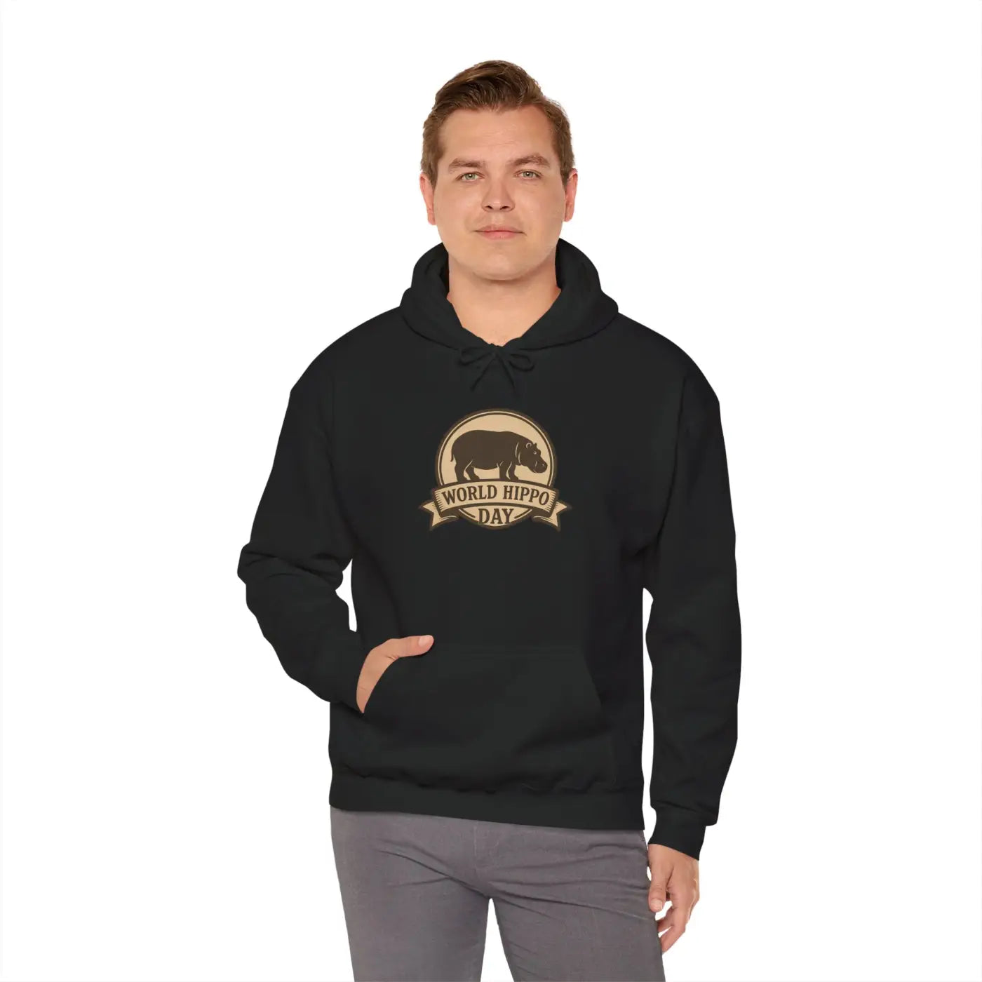 World Hippo Day Ultra Comfy Cloud Hoodie - Hippo Silhouette - DipaliZ