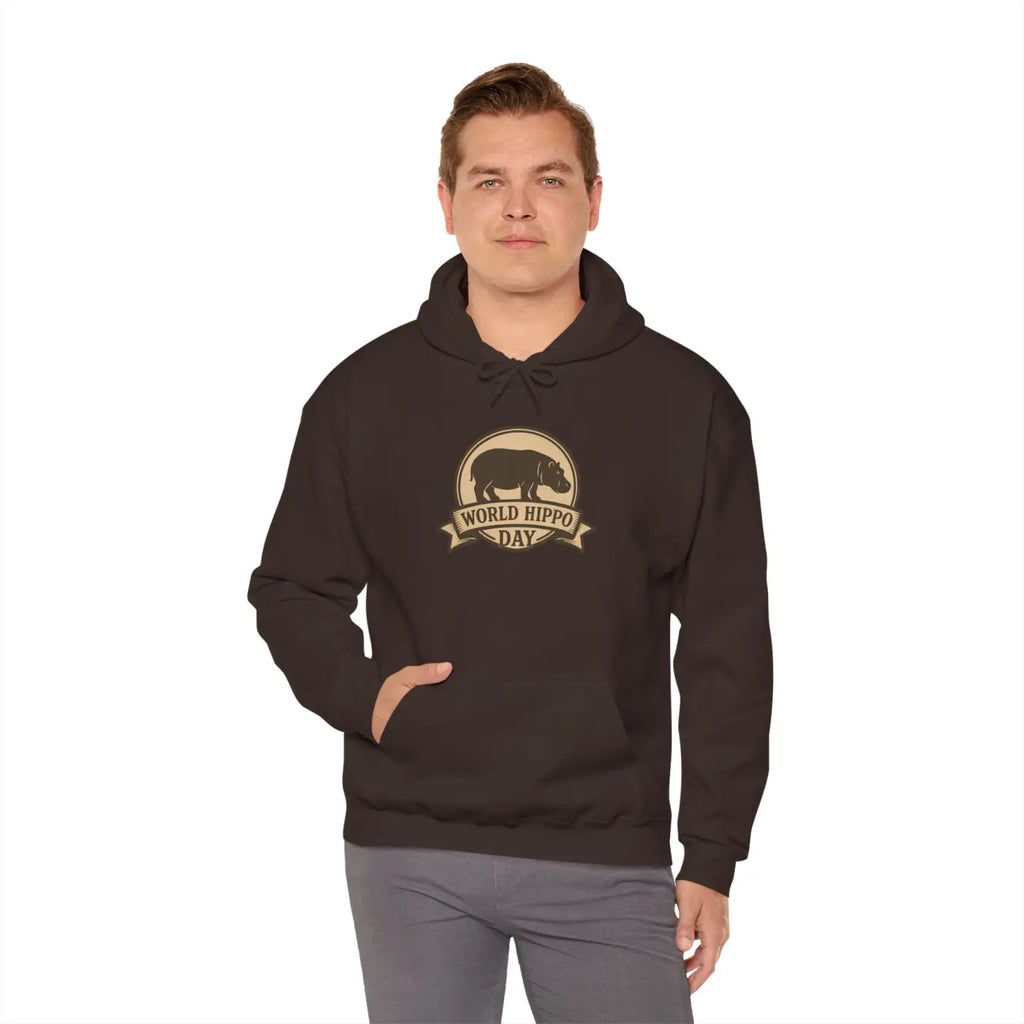 World Hippo Day Ultra Comfy Cloud Hoodie - Hippo Silhouette - DipaliZ