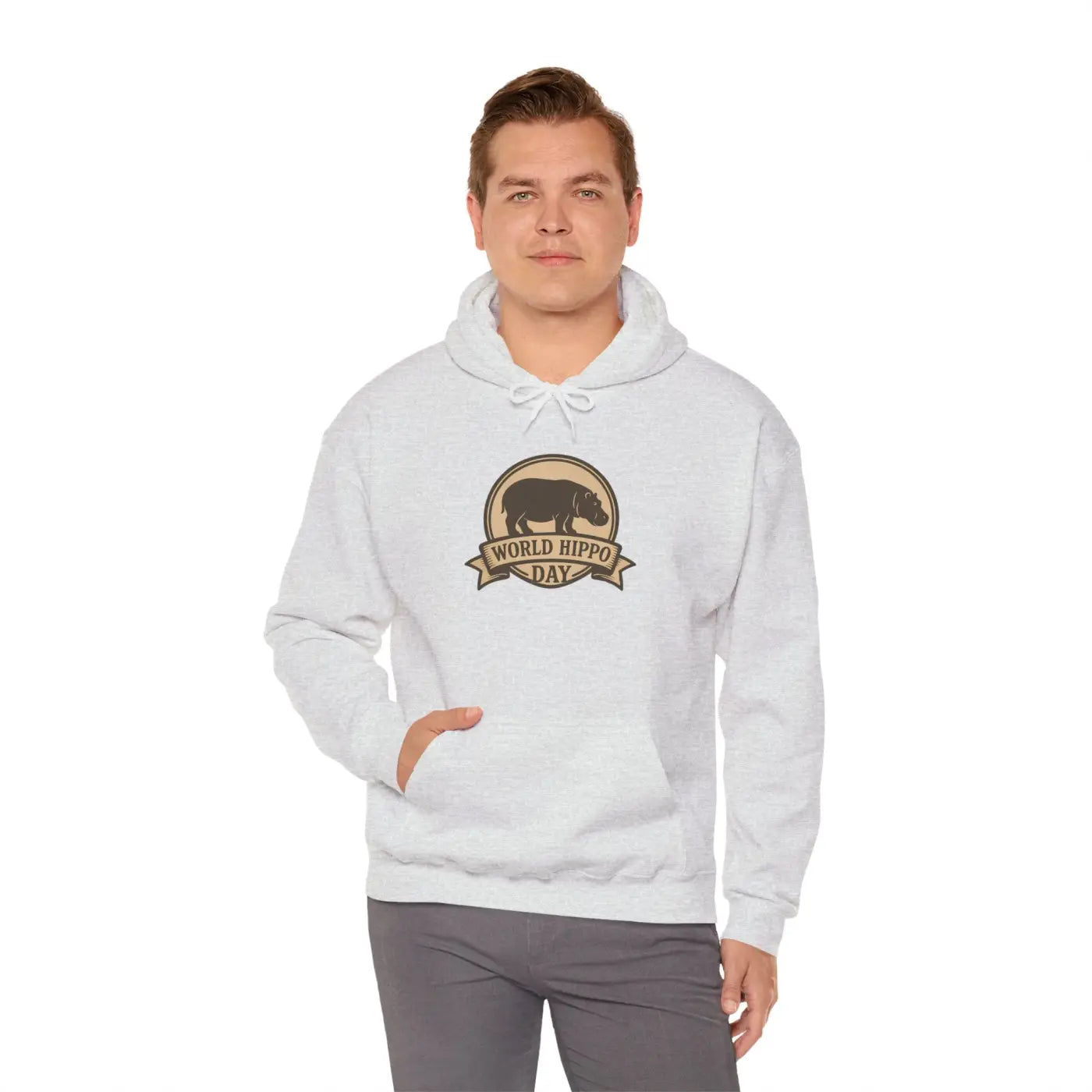 World Hippo Day Ultra Comfy Cloud Hoodie - Hippo Silhouette - DipaliZ