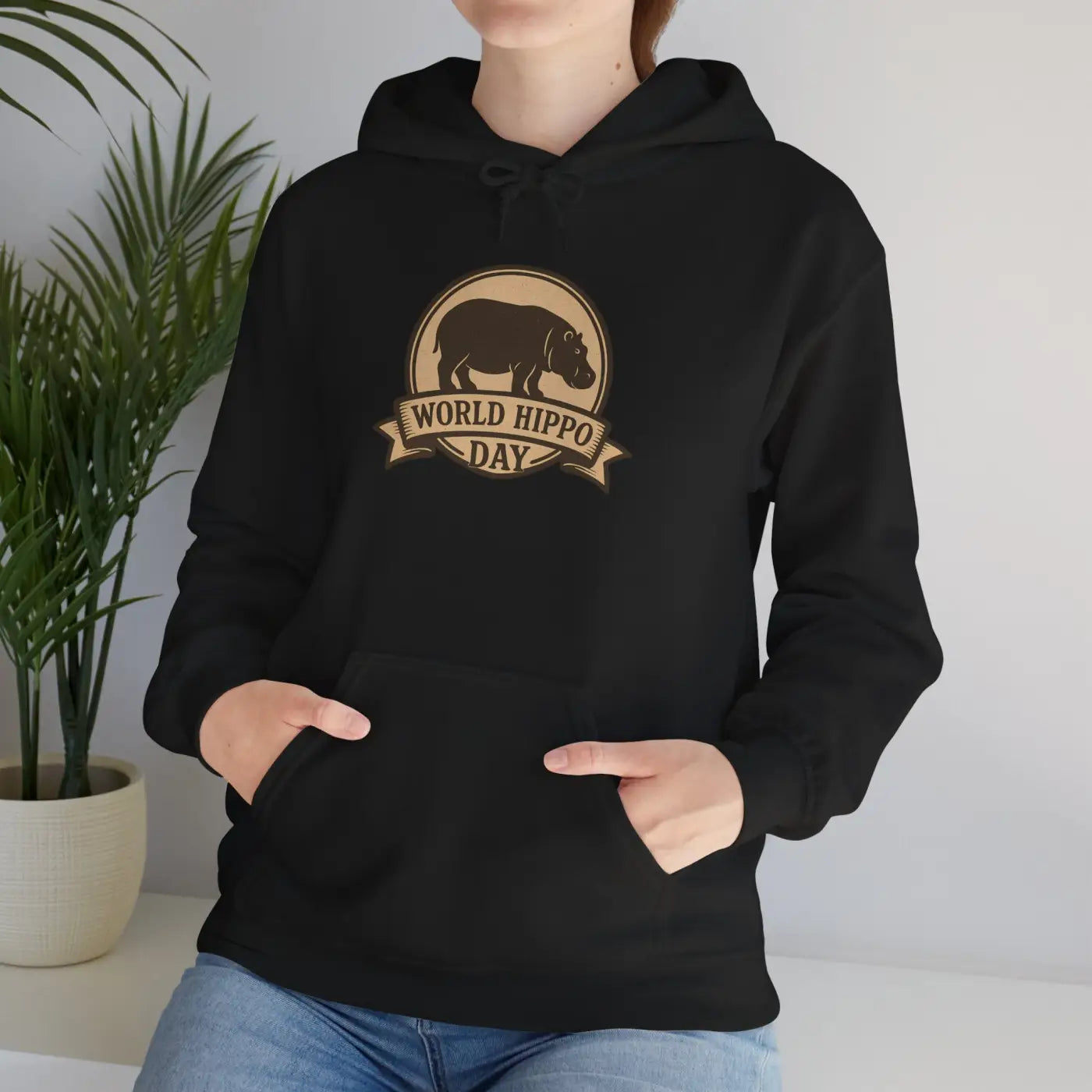 World Hippo Day Ultra Comfy Cloud Hoodie - Hippo Silhouette - DipaliZ
