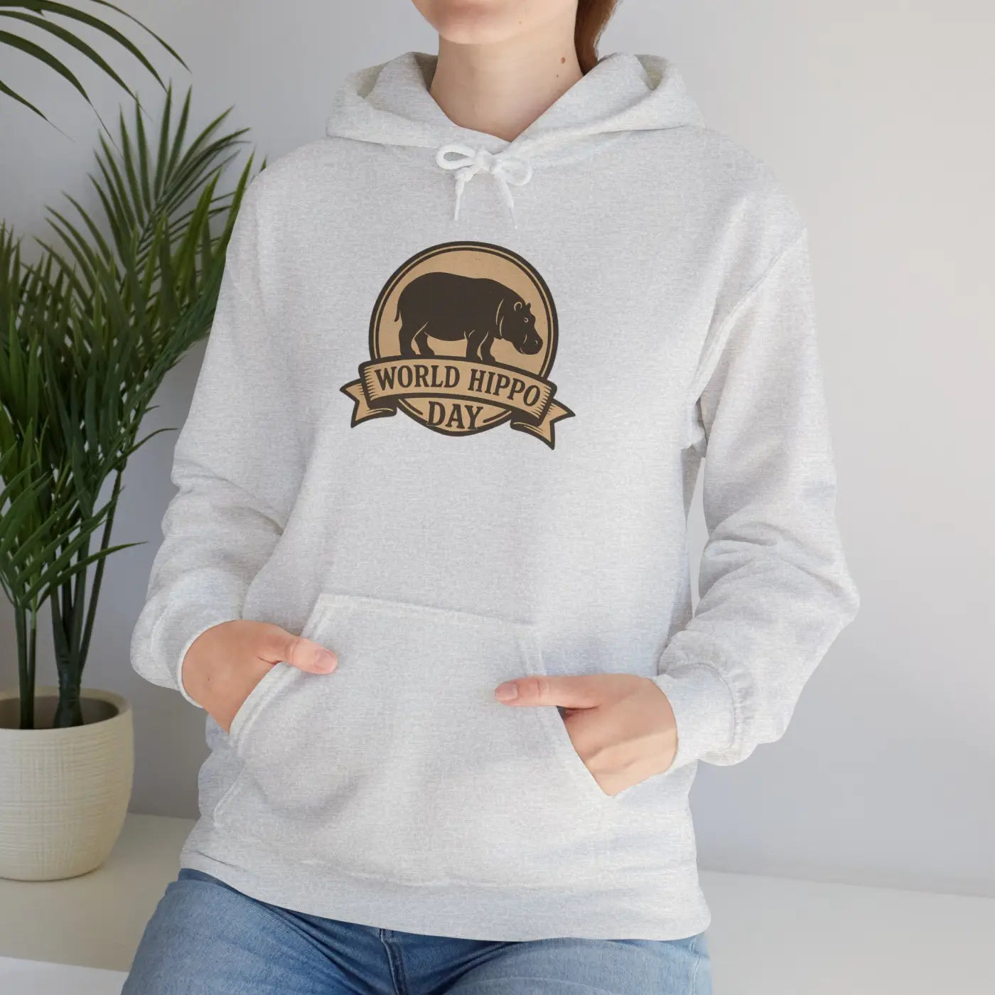World Hippo Day Ultra Comfy Cloud Hoodie - Hippo Silhouette - DipaliZ