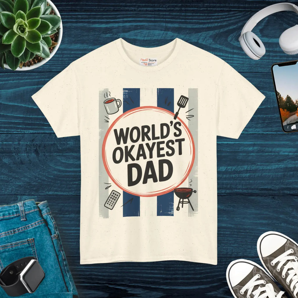 Okayest Dad Unisex Heavy Cotton Tee - Humorous Father Gift - DipaliZ