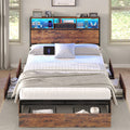 Full LED Bed Frame with LED, USB Charging, Storage Drawers, No Box Spring Needed - Vektaya
