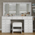 13-Drawer LED Mirror Vanity Desk - Vektaya