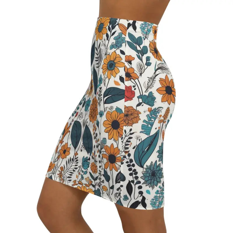 Yellow Flowers Mini Skirt - Stretchy Loungewear - DipaliZ