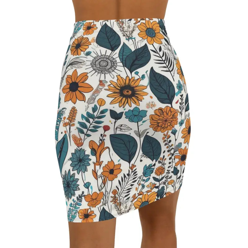 Yellow Flowers Mini Skirt - Stretchy Loungewear - DipaliZ