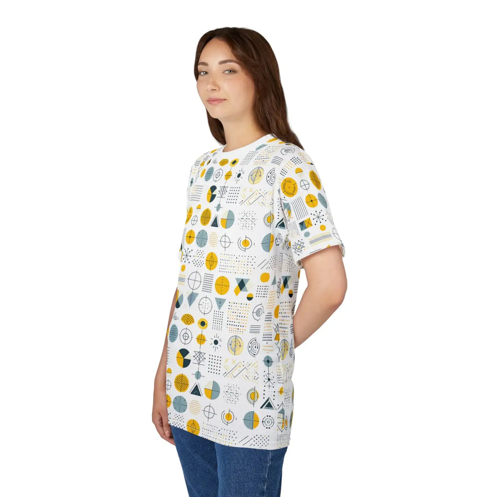 Geometric Pattern Tee - Microfiber-Knit Fabric - DipaliZ
