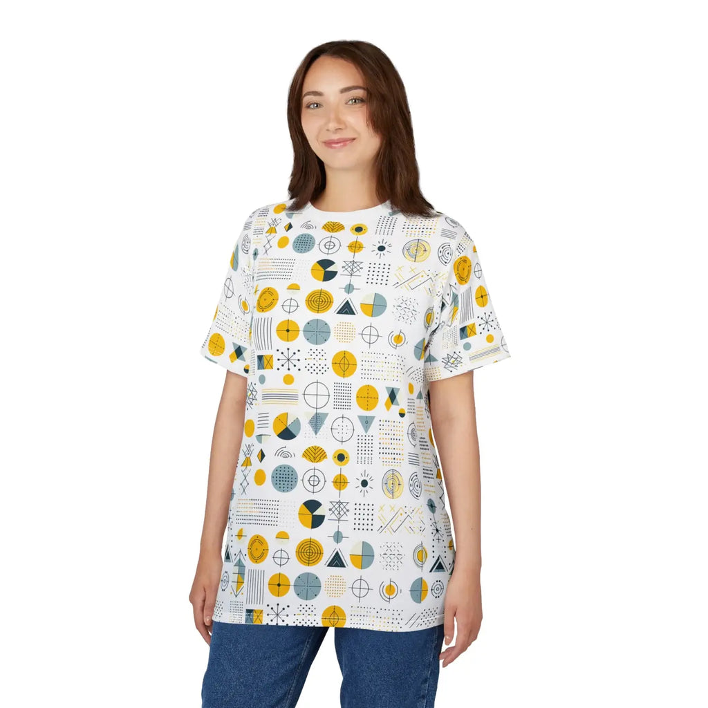 Geometric Pattern Tee - Microfiber-Knit Fabric - DipaliZ